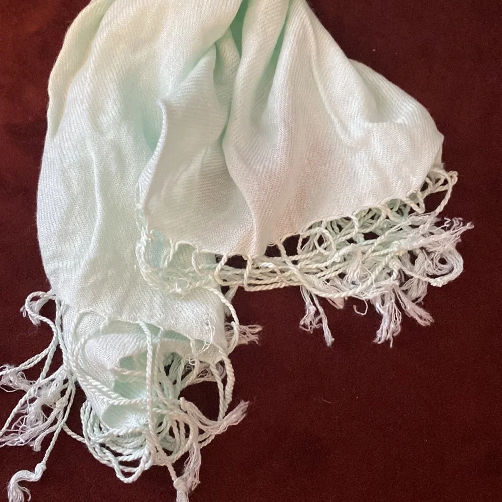 Peach Couture Mint Green Fringe Scarf Wrap Lightweight Shawl Pashmina Style